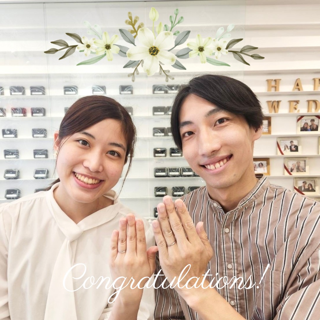 横浜元町店で結婚指輪をお求めいただいたカップル様