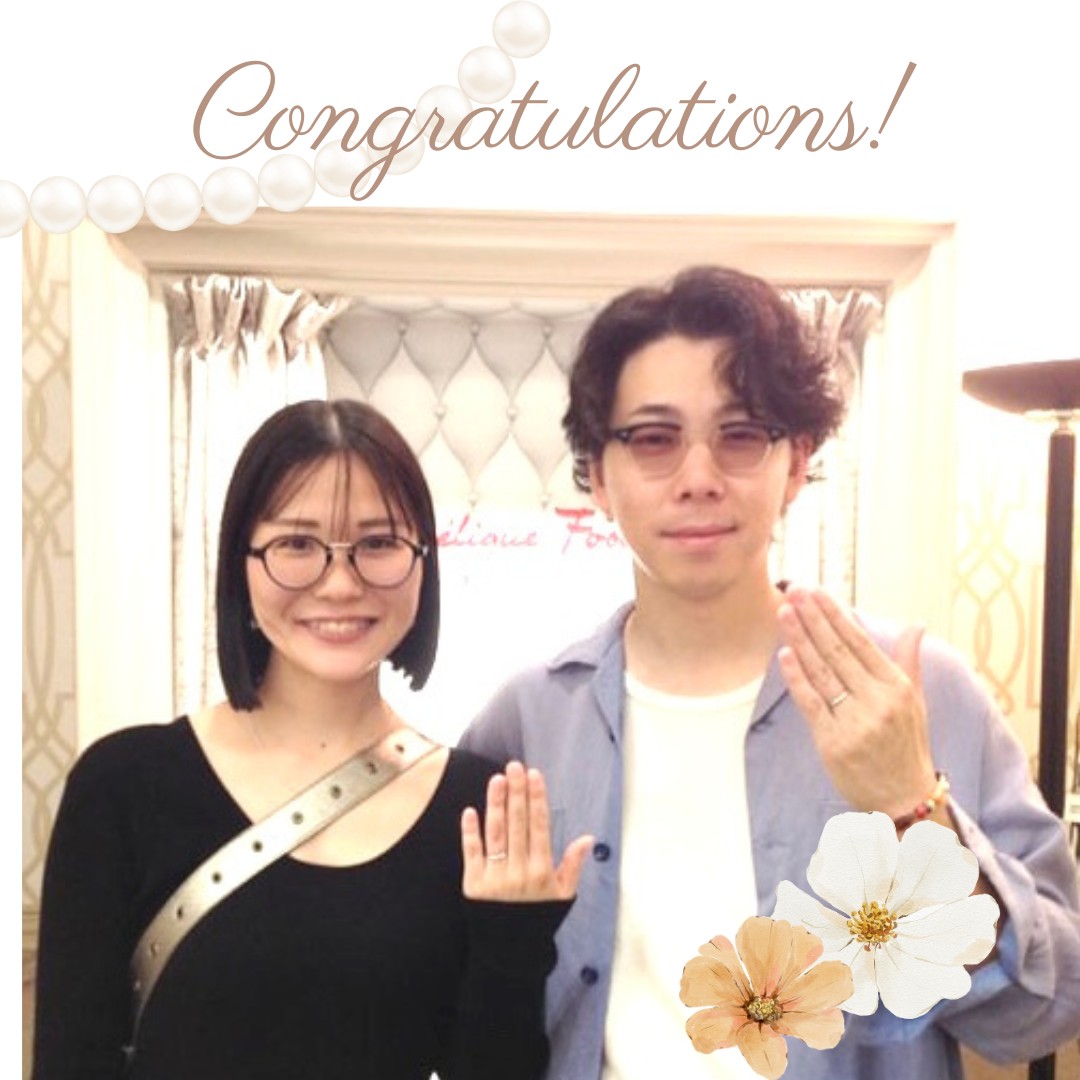銀座店にて結婚指輪を成約いただいたカップル様