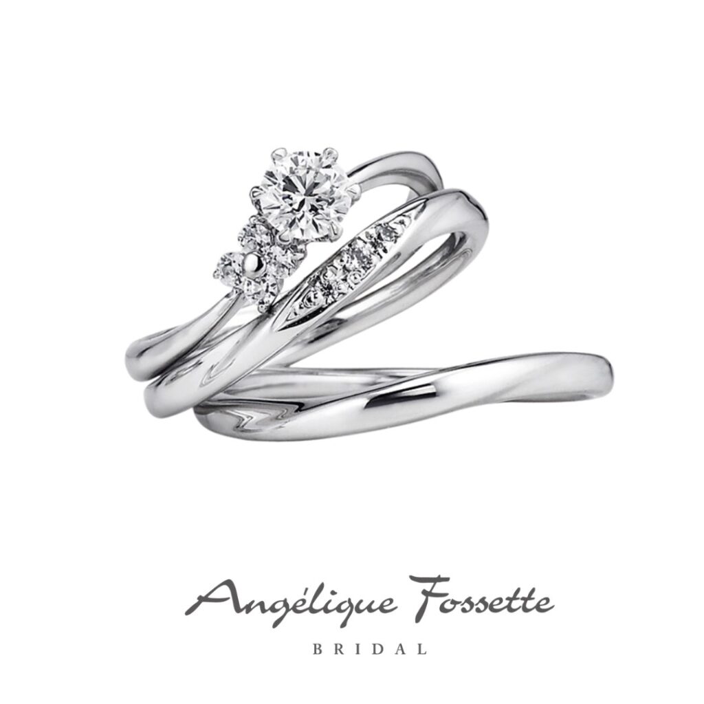 ウェーブの婚約指輪と結婚指輪